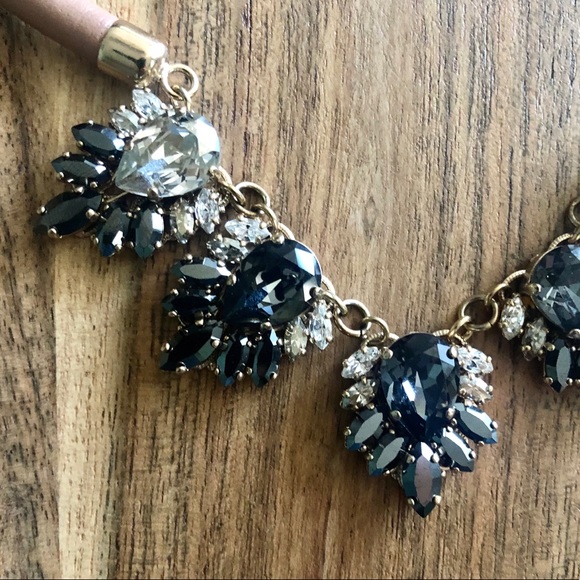 Designer Swarovski + Leather Statement Necklace - Picture 4 of 5